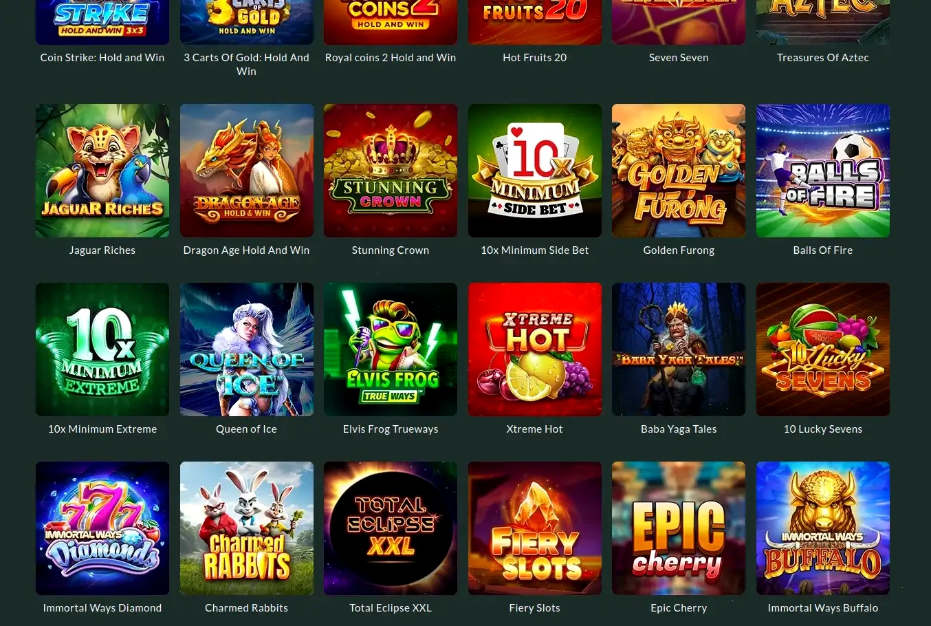 F1 Casino Spielübersicht